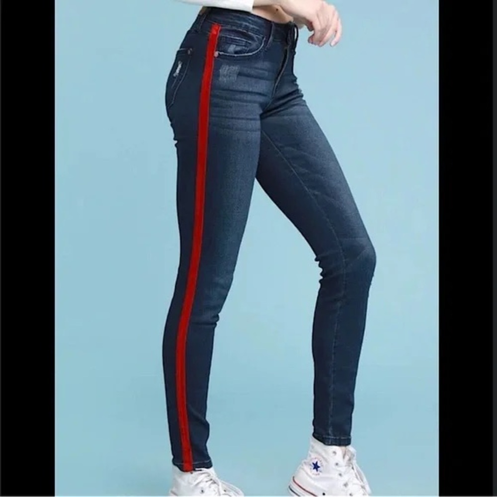 Judy Blue Skinny Fit Jeans with Red Velvet Stripe